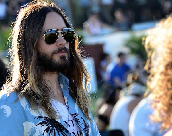 Jared Leto fits in very well with his hippie jesus look on Day 1 of the Coachella Music Festival in Indio, CA. Pictured: Jared Leto Ref: SPL737523 120414 Picture by: GoldenEye / London Entertainment / Splash News Splash News and Pictures Los Angeles:310-821-2666 New York: 212-619-2666 London: 870-934-2666 photodesk@splashnews.com 